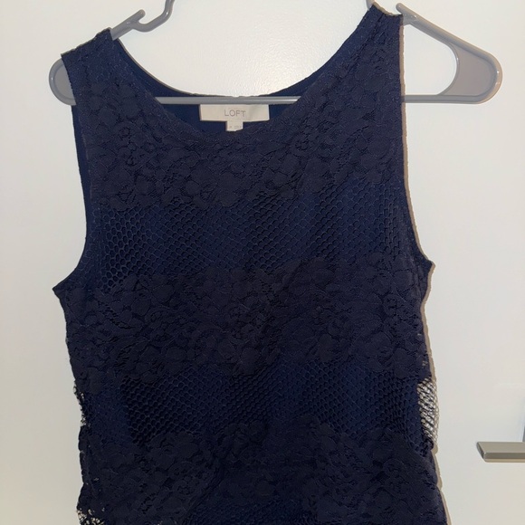 LOFT Navy Lace Tank Top - Picture 3 of 3